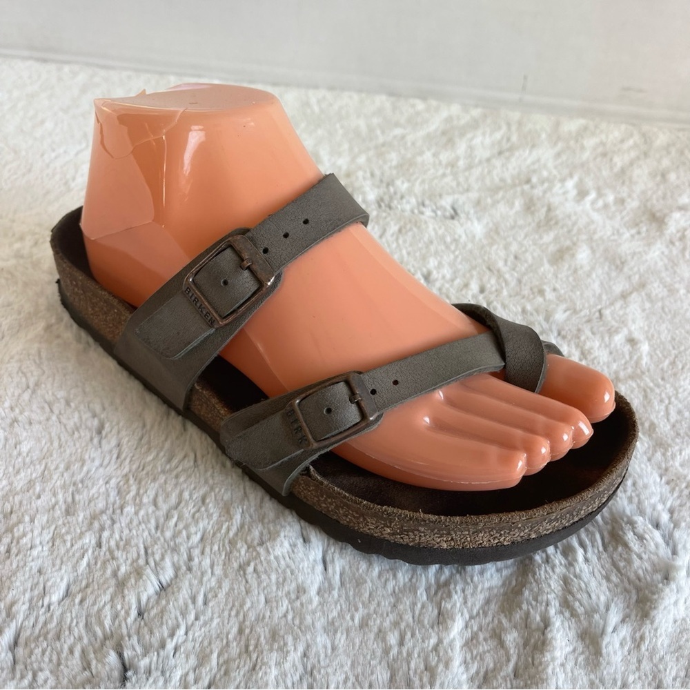 Birkenstock Mayari Birkibuc Birko-Flor Strappy Sandals Mocha Regular Sz 36 5.5US